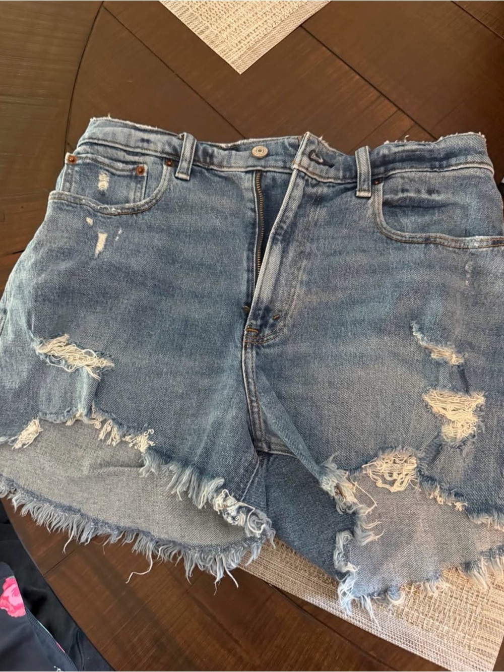 Abercrombie & Fitch Distressed Light Blue Denim Shorts